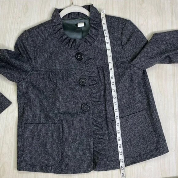 J.Crew Gray Herringbone Donegal Fiona Ruffle collar Blazer jacket size 6 - Picture 3 of 6